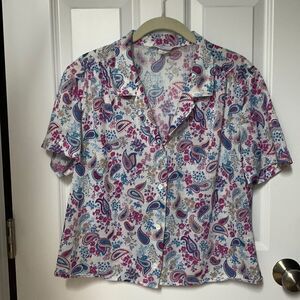 Vintage Paisley Floral Buttondown‎ Top